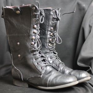 Jet Black Lace Up Combat Boots
